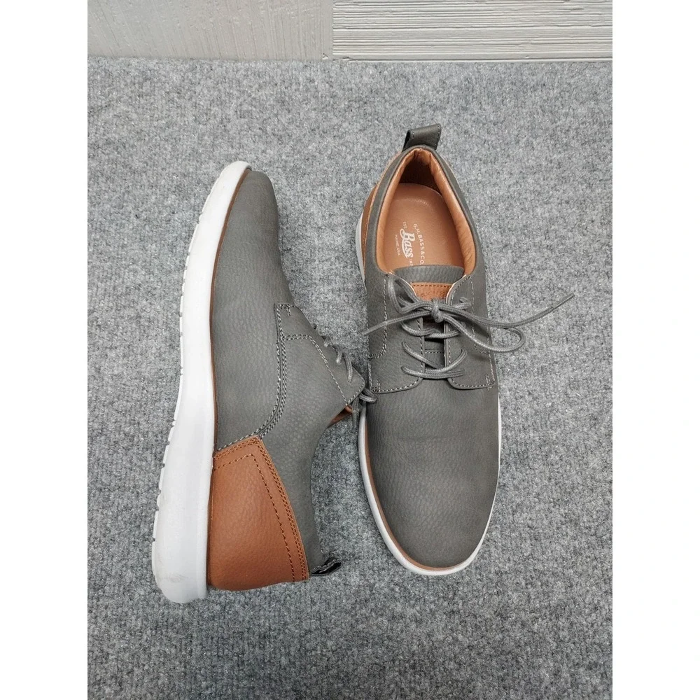 Bass Men Oxford Shoe 8 Gray Faux Leather Lace Up Plain Toe Breathable Casual